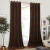 imageNICETOWN Black Velvet Blackout Curtains Patio Panels 96 inch Long Media Movie Theater Room Decor Energy  Efficient Velvet Woven Home Theater Eyelet Top Drapes for Living Room 1 Pair W52xL96Brown