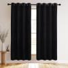 imageNICETOWN Black Velvet Blackout Curtains Patio Panels 96 inch Long Media Movie Theater Room Decor Energy  Efficient Velvet Woven Home Theater Eyelet Top Drapes for Living Room 1 Pair W52xL96Black