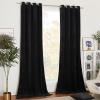 imageNICETOWN Black Velvet Blackout Curtains Patio Panels 96 inch Long Media Movie Theater Room Decor Energy  Efficient Velvet Woven Home Theater Eyelet Top Drapes for Living Room 1 Pair W52xL96Black