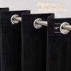 imageNICETOWN Black Velvet Blackout Curtains Patio Panels 96 inch Long Media Movie Theater Room Decor Energy  Efficient Velvet Woven Home Theater Eyelet Top Drapes for Living Room 1 Pair W52xL96Black