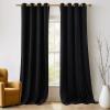 imageNICETOWN Black Velvet Blackout Curtains Patio Panels 96 inch Long Media Movie Theater Room Decor Energy  Efficient Velvet Woven Home Theater Eyelet Top Drapes for Living Room 1 Pair W52xL96Black
