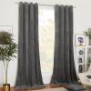 imageNICETOWN Black Velvet Blackout Curtains Patio Panels 96 inch Long Media Movie Theater Room Decor Energy  Efficient Velvet Woven Home Theater Eyelet Top Drapes for Living Room 1 Pair W52xL96Grey