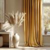 imageNICETOWN Black Velvet Blackout Curtains Patio Panels 96 inch Long Media Movie Theater Room Decor Energy  Efficient Velvet Woven Home Theater Eyelet Top Drapes for Living Room 1 Pair W52xL96Gold Brown
