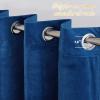 imageNICETOWN Black Velvet Blackout Curtains Patio Panels 96 inch Long Media Movie Theater Room Decor Energy  Efficient Velvet Woven Home Theater Eyelet Top Drapes for Living Room 1 Pair W52xL96Blue