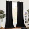 imageNICETOWN Black Velvet Blackout Curtains Patio Panels 96 inch Long Media Movie Theater Room Decor Energy  Efficient Velvet Woven Home Theater Eyelet Top Drapes for Living Room 1 Pair W52xL96Black
