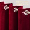 imageNICETOWN Black Velvet Blackout Curtains Patio Panels 96 inch Long Media Movie Theater Room Decor Energy  Efficient Velvet Woven Home Theater Eyelet Top Drapes for Living Room 1 Pair W52xL96Red