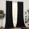 imageNICETOWN Black Velvet Blackout Curtains Patio Panels 96 inch Long Media Movie Theater Room Decor Energy  Efficient Velvet Woven Home Theater Eyelet Top Drapes for Living Room 1 Pair W52xL96Black