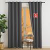 imageNICETOWN Fire Retardant Black Blackout Curtains 84 inch Length 2 Panels Set 52 x 84 Noise Reducing Drapes for Office Conference Room Light Blocking Privacy Window Treatment for Living Room Home DecorGrey