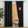 imageNICETOWN Fire Retardant Black Blackout Curtains 84 inch Length 2 Panels Set 52 x 84 Noise Reducing Drapes for Office Conference Room Light Blocking Privacy Window Treatment for Living Room Home DecorBlack