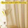 imageNICETOWN Linen Curtains for Windows 84 inch Length Rod Pocket ampamp Back Tab Semi Sheer Linen Curtains ampamp Drapes Privacy with Light Through for BedroomLiving Room Natural W52 x L84 2 PiecesDesert Yellow