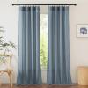 imageNICETOWN Linen Curtains for Windows 84 inch Length Rod Pocket ampamp Back Tab Semi Sheer Linen Curtains ampamp Drapes Privacy with Light Through for BedroomLiving Room Natural W52 x L84 2 PiecesStone Blue