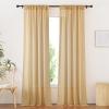 imageNICETOWN Linen Curtains for Windows 84 inch Length Rod Pocket ampamp Back Tab Semi Sheer Linen Curtains ampamp Drapes Privacy with Light Through for BedroomLiving Room Natural W52 x L84 2 PiecesDesert Yellow