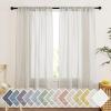 imageNICETOWN Linen Curtains for Windows 84 inch Length Rod Pocket ampamp Back Tab Semi Sheer Linen Curtains ampamp Drapes Privacy with Light Through for BedroomLiving Room Natural W52 x L84 2 PiecesNatural