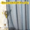 imageNICETOWN Linen Curtains for Windows 84 inch Length Rod Pocket ampamp Back Tab Semi Sheer Linen Curtains ampamp Drapes Privacy with Light Through for BedroomLiving Room Natural W52 x L84 2 PiecesStone Blue