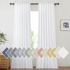imageNICETOWN Linen Curtains for Windows 84 inch Length Rod Pocket ampamp Back Tab Semi Sheer Linen Curtains ampamp Drapes Privacy with Light Through for BedroomLiving Room Natural W52 x L84 2 PiecesWhite