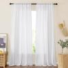 imageNICETOWN Linen Curtains for Windows 84 inch Length Rod Pocket ampamp Back Tab Semi Sheer Linen Curtains ampamp Drapes Privacy with Light Through for BedroomLiving Room Natural W52 x L84 2 PiecesWhite