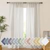 imageNICETOWN Linen Curtains for Windows 84 inch Length Rod Pocket ampamp Back Tab Semi Sheer Linen Curtains ampamp Drapes Privacy with Light Through for BedroomLiving Room Natural W52 x L84 2 PiecesNatural
