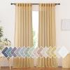 imageNICETOWN Linen Curtains for Windows 84 inch Length Rod Pocket ampamp Back Tab Semi Sheer Linen Curtains ampamp Drapes Privacy with Light Through for BedroomLiving Room Natural W52 x L84 2 PiecesDesert Yellow