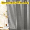 imageNICETOWN Linen Curtains for Windows 84 inch Length Rod Pocket ampamp Back Tab Semi Sheer Linen Curtains ampamp Drapes Privacy with Light Through for BedroomLiving Room Natural W52 x L84 2 PiecesCharcoal Gray
