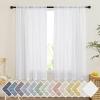 imageNICETOWN Linen Curtains for Windows 84 inch Length Rod Pocket ampamp Back Tab Semi Sheer Linen Curtains ampamp Drapes Privacy with Light Through for BedroomLiving Room Natural W52 x L84 2 PiecesWhite