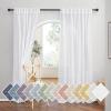imageNICETOWN Linen Curtains for Windows 84 inch Length Rod Pocket ampamp Back Tab Semi Sheer Linen Curtains ampamp Drapes Privacy with Light Through for BedroomLiving Room Natural W52 x L84 2 PiecesWhite