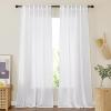 imageNICETOWN Linen Curtains for Windows 84 inch Length Rod Pocket ampamp Back Tab Semi Sheer Linen Curtains ampamp Drapes Privacy with Light Through for BedroomLiving Room Natural W52 x L84 2 PiecesWhite