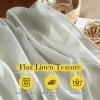 imageNICETOWN Linen Curtains for Windows 84 inch Length Rod Pocket ampamp Back Tab Semi Sheer Linen Curtains ampamp Drapes Privacy with Light Through for BedroomLiving Room Natural W52 x L84 2 PiecesSage Green