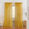 imageNICETOWN Linen Curtains for Windows 84 inch Length Rod Pocket ampamp Back Tab Semi Sheer Linen Curtains ampamp Drapes Privacy with Light Through for BedroomLiving Room Natural W52 x L84 2 PiecesGold