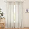 imageNICETOWN Linen Curtains for Windows 84 inch Length Rod Pocket ampamp Back Tab Semi Sheer Linen Curtains ampamp Drapes Privacy with Light Through for BedroomLiving Room Natural W52 x L84 2 PiecesNatural