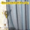 imageNICETOWN Linen Curtains for Windows 84 inch Length Rod Pocket ampamp Back Tab Semi Sheer Linen Curtains ampamp Drapes Privacy with Light Through for BedroomLiving Room Natural W52 x L84 2 PiecesStone Blue