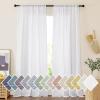 imageNICETOWN Linen Curtains for Windows 84 inch Length Rod Pocket ampamp Back Tab Semi Sheer Linen Curtains ampamp Drapes Privacy with Light Through for BedroomLiving Room Natural W52 x L84 2 PiecesWhite