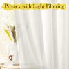 imageNICETOWN Linen Curtains for Windows 84 inch Length Rod Pocket ampamp Back Tab Semi Sheer Linen Curtains ampamp Drapes Privacy with Light Through for BedroomLiving Room Natural W52 x L84 2 PiecesIvory