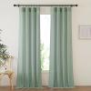 imageNICETOWN Linen Curtains for Windows 84 inch Length Rod Pocket ampamp Back Tab Semi Sheer Linen Curtains ampamp Drapes Privacy with Light Through for BedroomLiving Room Natural W52 x L84 2 PiecesOlive Green