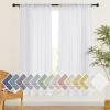 imageNICETOWN Linen Curtains for Windows 84 inch Length Rod Pocket ampamp Back Tab Semi Sheer Linen Curtains ampamp Drapes Privacy with Light Through for BedroomLiving Room Natural W52 x L84 2 PiecesWhite