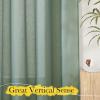 imageNICETOWN Linen Curtains for Windows 84 inch Length Rod Pocket ampamp Back Tab Semi Sheer Linen Curtains ampamp Drapes Privacy with Light Through for BedroomLiving Room Natural W52 x L84 2 PiecesOlive Green