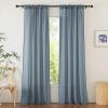 imageNICETOWN Linen Curtains for Windows 84 inch Length Rod Pocket ampamp Back Tab Semi Sheer Linen Curtains ampamp Drapes Privacy with Light Through for BedroomLiving Room Natural W52 x L84 2 PiecesStone Blue