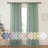 imageNICETOWN Linen Curtains for Windows 84 inch Length Rod Pocket ampamp Back Tab Semi Sheer Linen Curtains ampamp Drapes Privacy with Light Through for BedroomLiving Room Natural W52 x L84 2 PiecesOlive Green