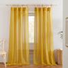 imageNICETOWN Linen Curtains for Windows 84 inch Length Rod Pocket ampamp Back Tab Semi Sheer Linen Curtains ampamp Drapes Privacy with Light Through for BedroomLiving Room Natural W52 x L84 2 PiecesGold