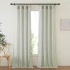 imageNICETOWN Linen Curtains for Windows 84 inch Length Rod Pocket ampamp Back Tab Semi Sheer Linen Curtains ampamp Drapes Privacy with Light Through for BedroomLiving Room Natural W52 x L84 2 PiecesSage Green