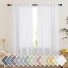 imageNICETOWN Linen Curtains for Windows 84 inch Length Rod Pocket ampamp Back Tab Semi Sheer Linen Curtains ampamp Drapes Privacy with Light Through for BedroomLiving Room Natural W52 x L84 2 PiecesWhite