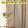 imageNICETOWN Linen Curtains for Windows 84 inch Length Rod Pocket ampamp Back Tab Semi Sheer Linen Curtains ampamp Drapes Privacy with Light Through for BedroomLiving Room Natural W52 x L84 2 PiecesCamel