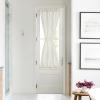 imageNICETOWN Linen Textured Door Curtain  White Sidelight Panel Curtain Semi Sheer French Front Door Curtain with Tieback for Kitchen 30 inches W x 40 inches L Single PanelLinen