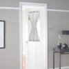 imageNICETOWN Linen Textured Door Curtain  White Sidelight Panel Curtain Semi Sheer French Front Door Curtain with Tieback for Kitchen 30 inches W x 40 inches L Single PanelLight Grey