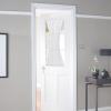 imageNICETOWN Linen Textured Door Curtain  White Sidelight Panel Curtain Semi Sheer French Front Door Curtain with Tieback for Kitchen 30 inches W x 40 inches L Single PanelWhite