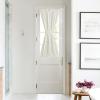 imageNICETOWN Linen Textured Door Curtain  White Sidelight Panel Curtain Semi Sheer French Front Door Curtain with Tieback for Kitchen 30 inches W x 40 inches L Single PanelLinen