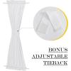 imageNICETOWN Linen Textured Door Curtain  White Sidelight Panel Curtain Semi Sheer French Front Door Curtain with Tieback for Kitchen 30 inches W x 40 inches L Single PanelWhite