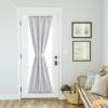 imageNICETOWN Linen Textured Door Curtain  White Sidelight Panel Curtain Semi Sheer French Front Door Curtain with Tieback for Kitchen 30 inches W x 40 inches L Single PanelLight Grey