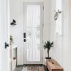imageNICETOWN Linen Textured Door Curtain  White Sidelight Panel Curtain Semi Sheer French Front Door Curtain with Tieback for Kitchen 30 inches W x 40 inches L Single PanelWhite