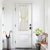 imageNICETOWN Linen Textured Door Curtain  White Sidelight Panel Curtain Semi Sheer French Front Door Curtain with Tieback for Kitchen 30 inches W x 40 inches L Single PanelIvory White