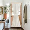 imageNICETOWN Linen Textured Door Curtain  White Sidelight Panel Curtain Semi Sheer French Front Door Curtain with Tieback for Kitchen 30 inches W x 40 inches L Single PanelLinen